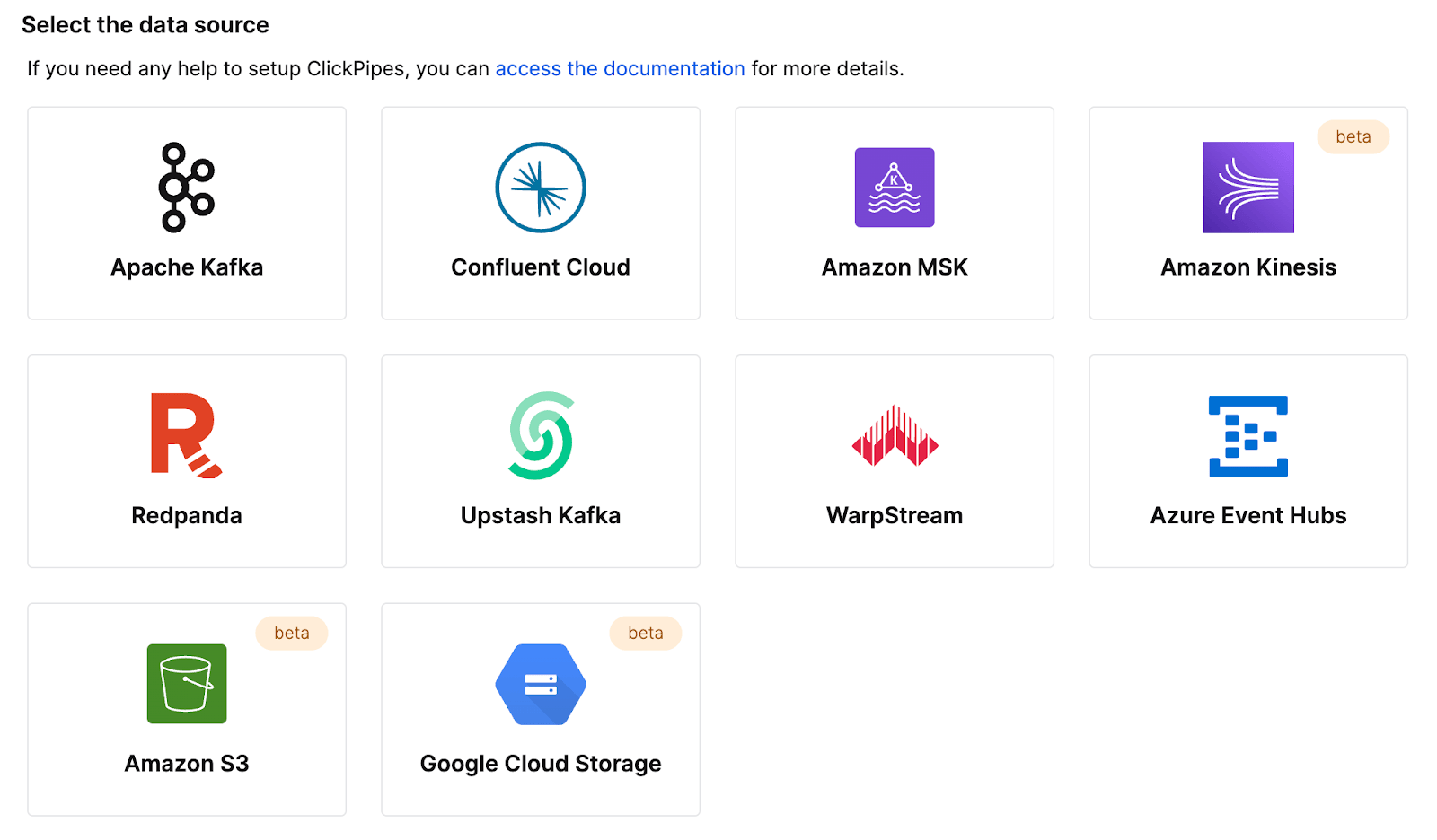 Интерфейс ClickPipes с параметрами конфигурации интеграции Amazon Kinesis