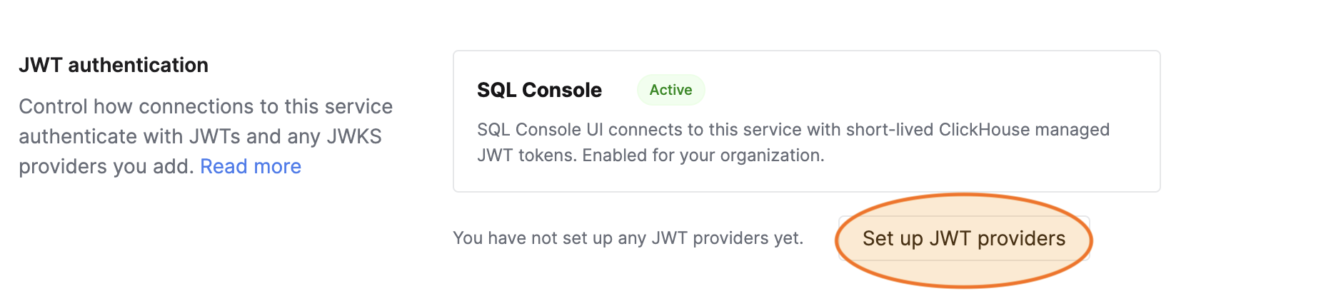 Sección de autenticación con JWT en la configuración de seguridad del servicio