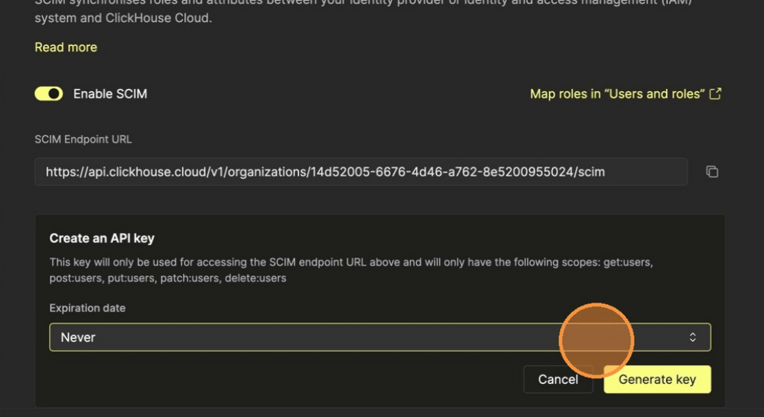 新しい SCIM API key を生成する