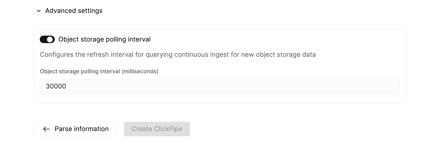 Advanced settings for ClickPipes
