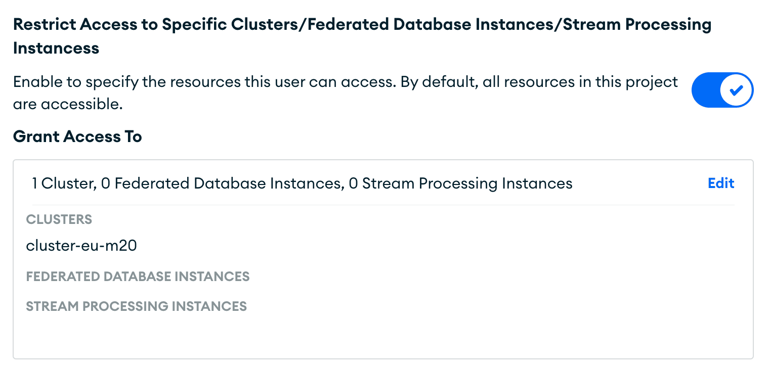 Restrict cluster/instance acces