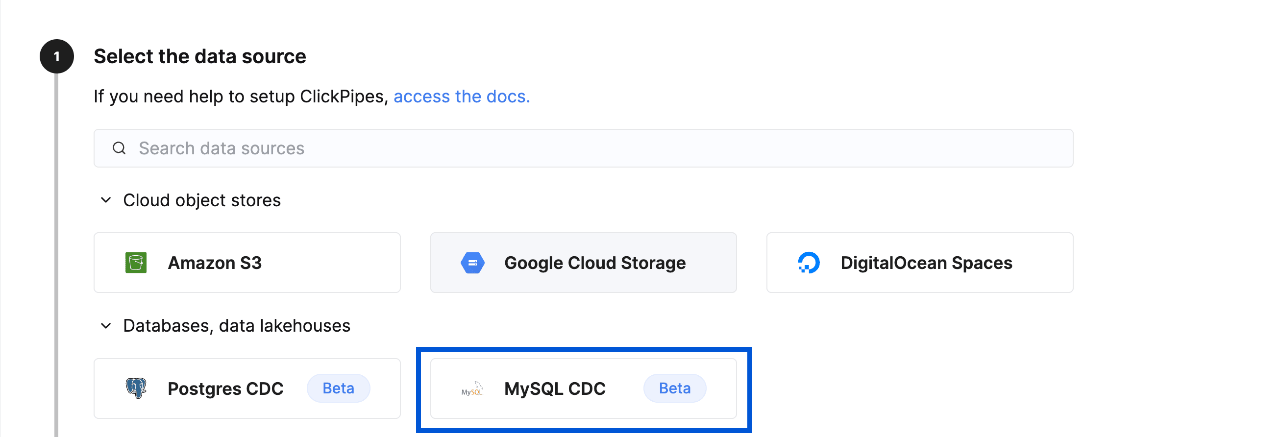 Выберите MySQL