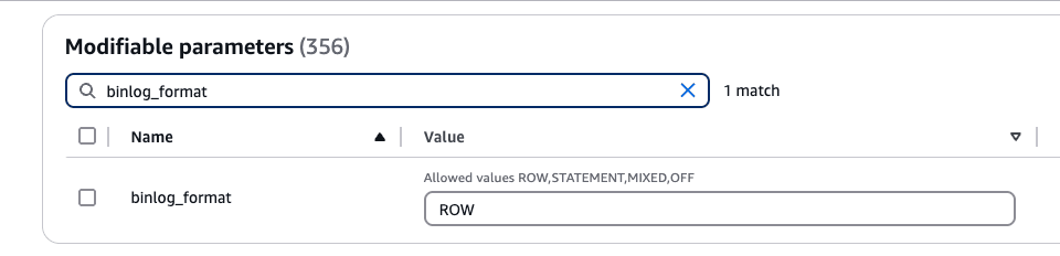 Формат binlog: ROW