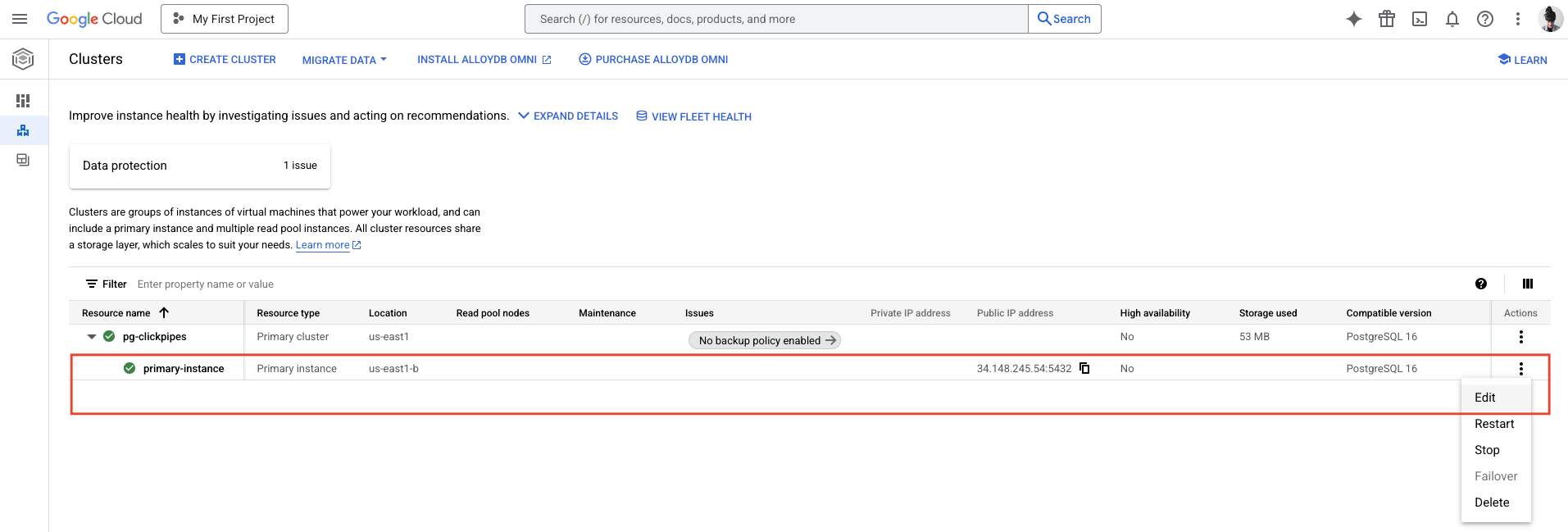 Modifier la configuration de l’instance primaire