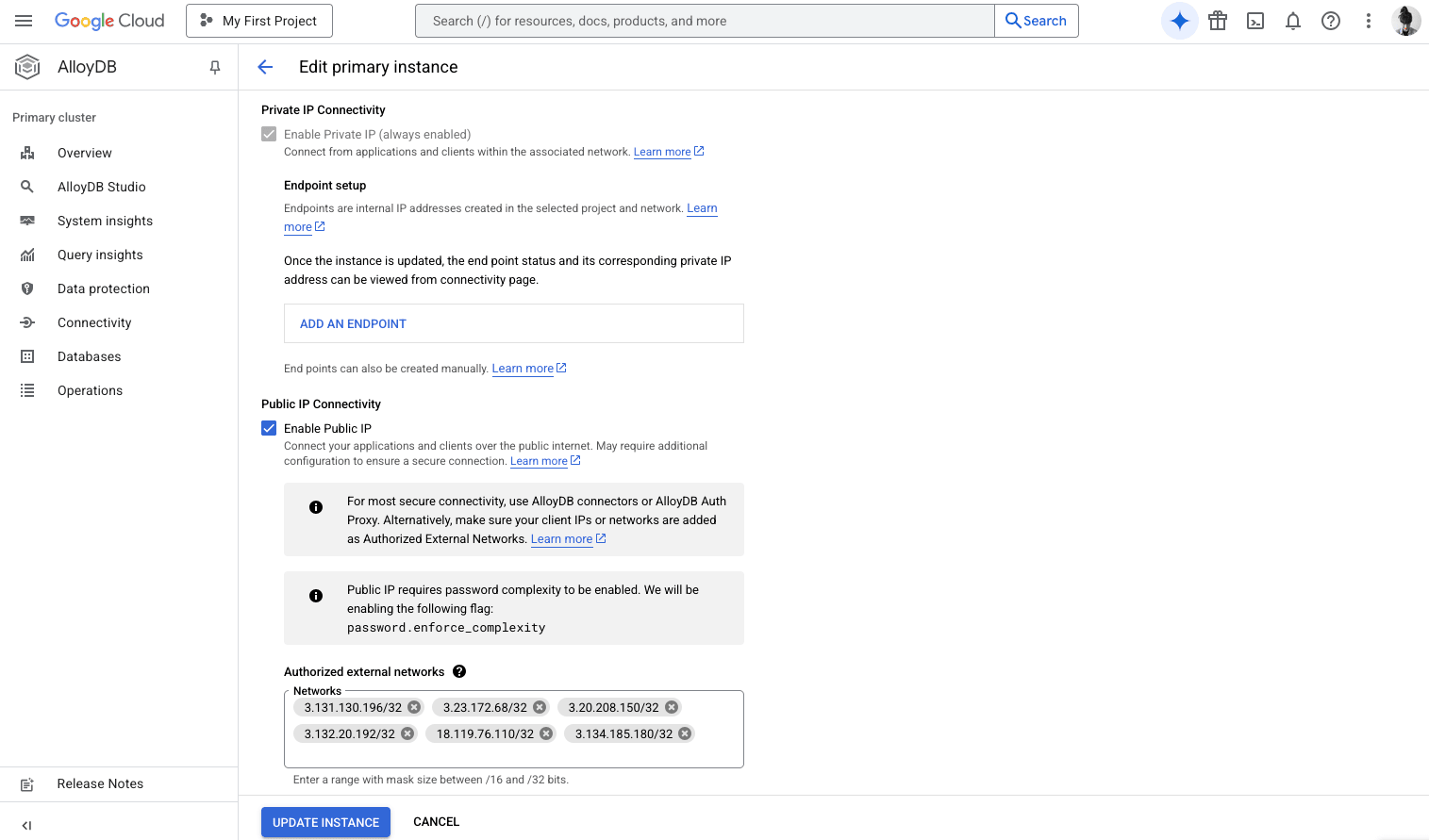 Configurer le réseau pour un accès public avec une liste d’autorisation d’IP