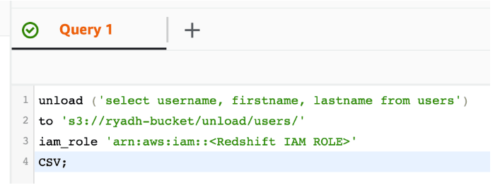 UNLOAD de Redshift vers S3