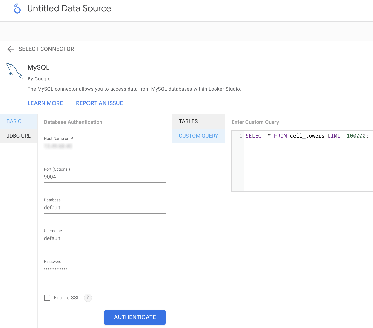 Utilisation d’une requête SQL personnalisée pour récupérer des données depuis ClickHouse dans Looker Studio