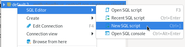 Abra o editor SQL