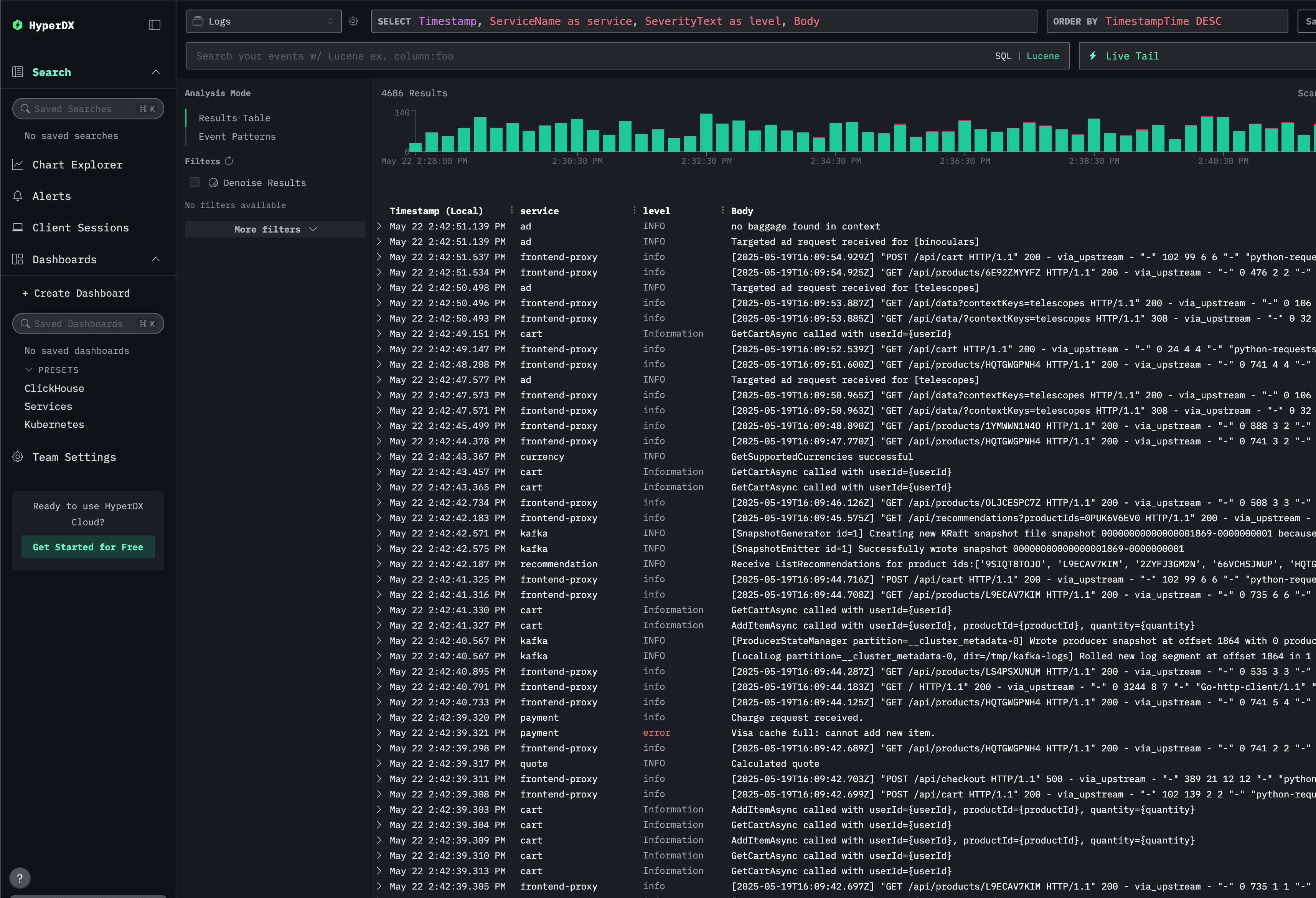 Busca do HyperDX